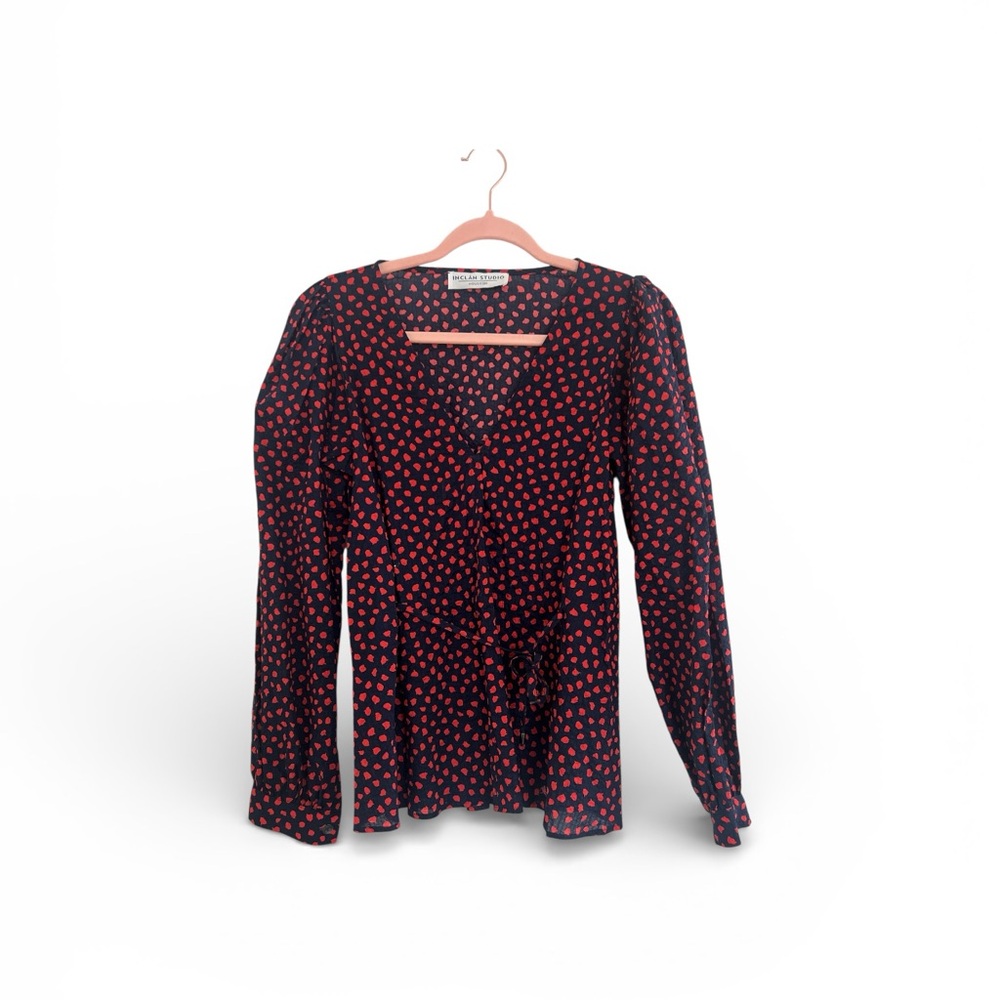 ❤️ Inclan Studio Wrap Blouse Smocked Back